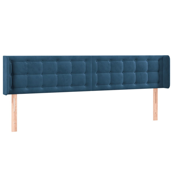 Cabeceira cama c/ luzes LED veludo 203x16x78/88 cm azul-escuro M 3