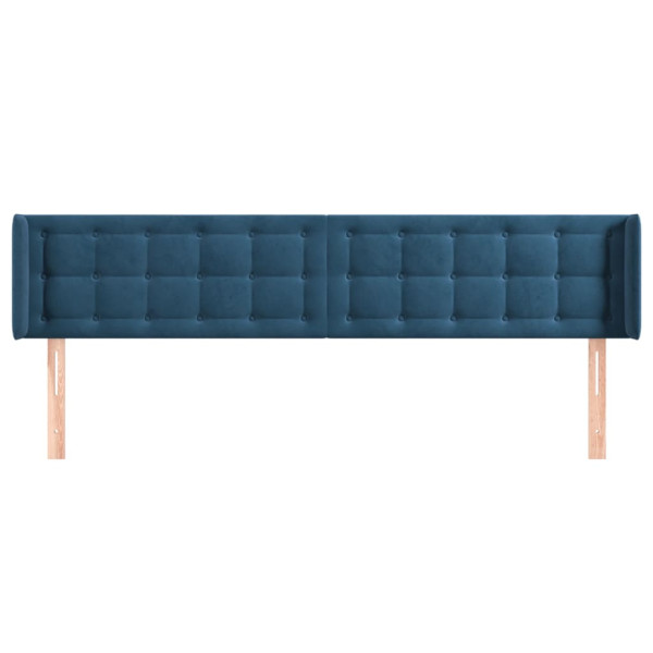 Cabeceira de cama c/ abas veludo 203x16x78/88cm azul-escuro M 3