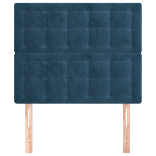 Cabeceira de cama 2 pcs veludo 100x5x78/88 cm azul-escuro M 3