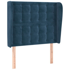 Cabeceira cama c/ abas veludo 103x23x118/128 cm azul-escuro H