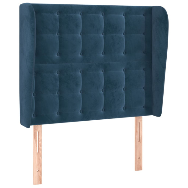 Cabecero con orejas de terciopelo azul oscuro 103x23x118/128 cm M 2