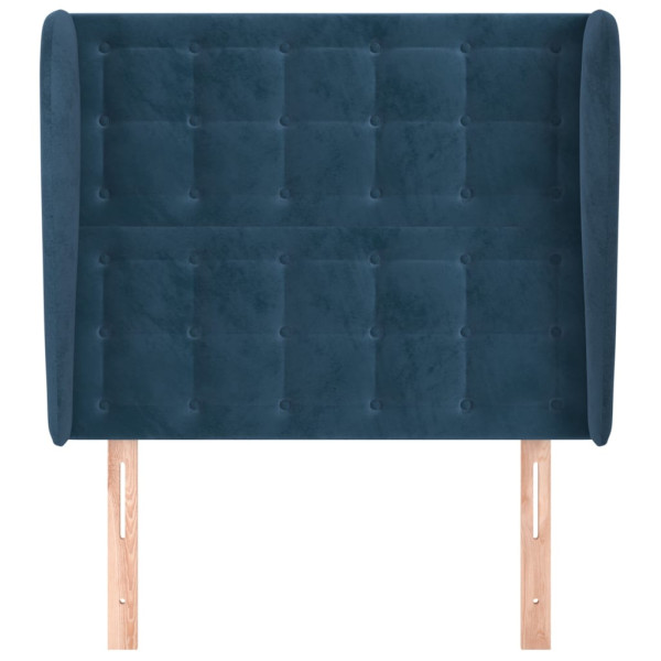 Cabeceira cama c/ abas veludo 103x23x118/128 cm azul-escuro M 3