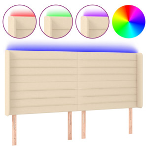 Cabecero con LED de tela color crema 203x16x118/128 cm H