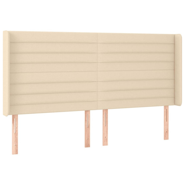 Cabeceira cama c/ luzes LED tecido 203x16x118/128 cm cor creme M 3