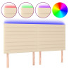 Cabecero con luces LED tela crema 200x5x118/128 cm 2