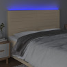Cabeceira cama c/ LED tecido 200x5x118/128 cm crème 3