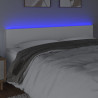 Cabeceira de cama c/ LED couro artificial 160x5x78/88 cm branco 3