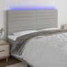 Cabeceira cama c/ luzes LED tecido 180x5x118/128cm cinza-claro 1