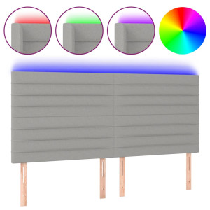 Cabecero con luces LED tela gris claro 180x5x118/128 cm H