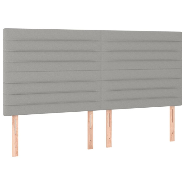 Cabeceira cama c/ luzes LED tecido 180x5x118/128cm cinza-claro M 4