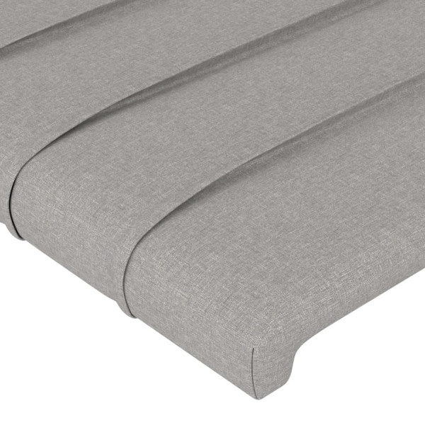 Cabeceira cama c/ luzes LED tecido 180x5x118/128cm cinza-claro M 5