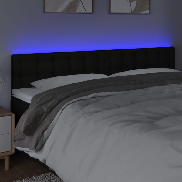 Cabecero con LED de tela negro 180x5x78/88 cm M 3