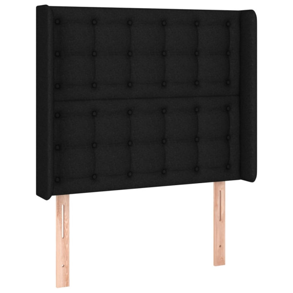 Cabeceira de cama c/ luzes LED tecido 93x16x118/128 cm preto M 3