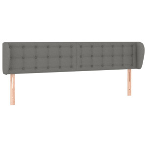 Cabeceira de cama c/ abas tecido 183x16x78/88cm cinzento-escuro H