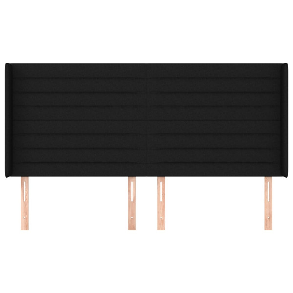 Cabecero con orejas de tela negro 203x16x118/128 cm M 3