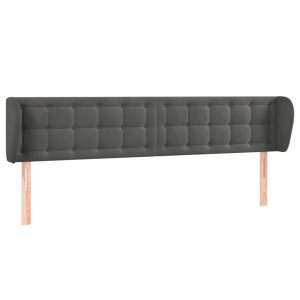 Cabeceira de cama c/ abas veludo 183x23x78/88cm cinzento-escuro H