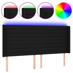 Cabecero con LED de tela negro 203x16x118/128 cm H