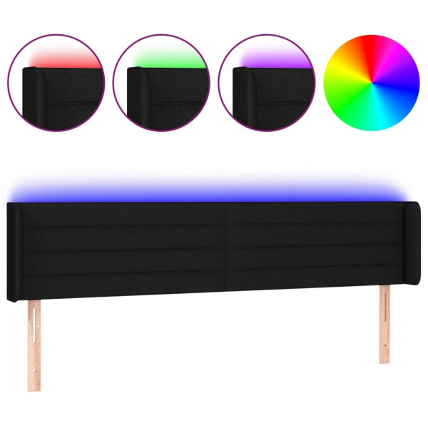 Cabecero con LED de tela negro 183x16x78/88 cm M 2
