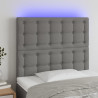 Cabecero con luces LED tela gris oscuro 90x5x118/128 cm 1