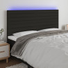 Cabecero con luces LED tela negro 200x5x118/128 cm 1