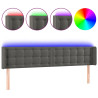 Cabeceira cama c/ luzes LED veludo 183x16x78/88cm cinza-escuro 2