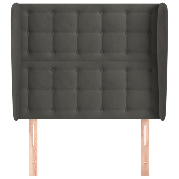 Cabeceira cama c/ abas veludo 93x23x118/128 cm cinzento-escuro M 3