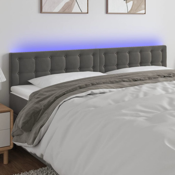 Cabecero con LED de terciopelo gris oscuro 180x5x78/88 cm D