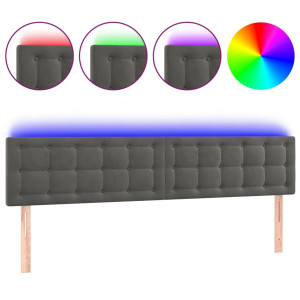 Cabecero con LED de terciopelo gris oscuro 180x5x78/88 cm H