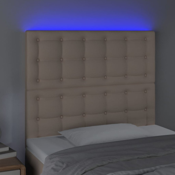 Cabecero con luces LED cuero sintético capuchino 90x5x118/128cm M 3