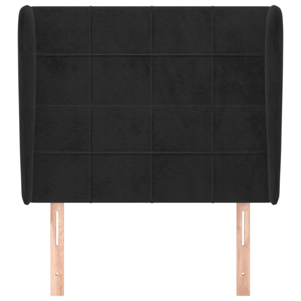 Cabecero con orejas de terciopelo negro 93x23x118/128 cm M 3