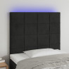 Cabeceira de cama c/ LED veludo 90x5x118/128cm preto 1