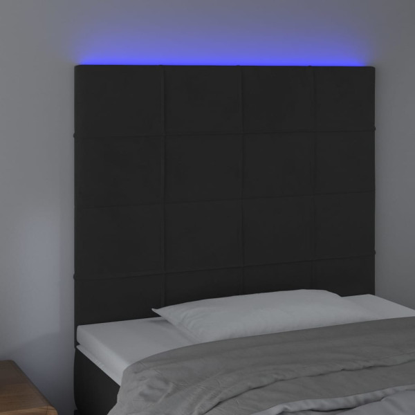 Cabecero con luces LED terciopelo negro 90x5x118/128 cm M 3