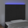 Cabeceira de cama c/ LED veludo 90x5x118/128cm preto 3