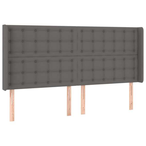 Cabecero con orejas cuero sintético gris 163x16x118/128cm M 2