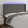 Cabecero con LED cuero sintético gris 163x16x118/128cm 1
