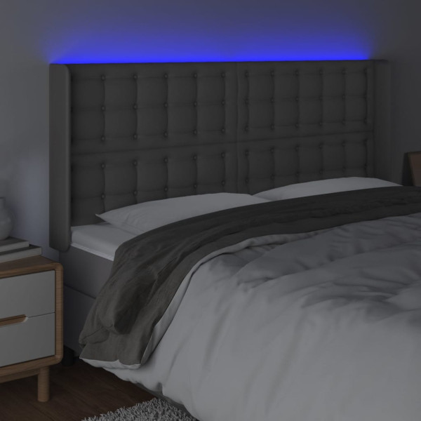 Cabecero con LED cuero sintético gris 163x16x118/128cm M 4