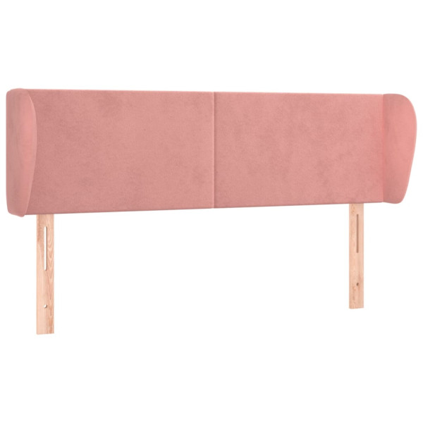 Cabeceira de cama c/ abas veludo 147x23x78/88 cm rosa M 2