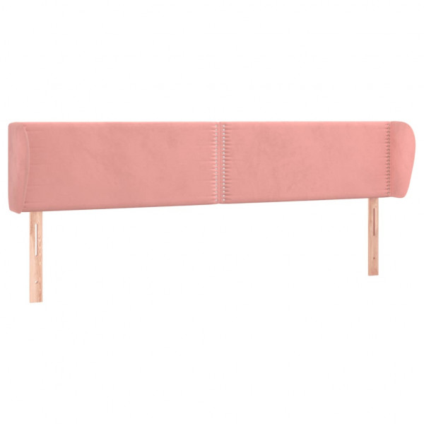 Cabeceira de cama c/ abas veludo 203x23x78/88 cm rosa M 2