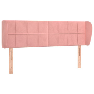 Cabeceira de cama c/ abas veludo 147x23x78/88 cm rosa H