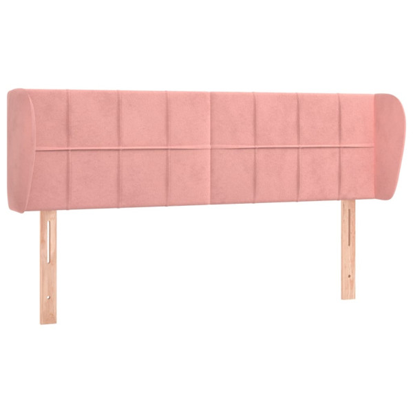 Cabeceira de cama c/ abas veludo 147x23x78/88 cm rosa M 2