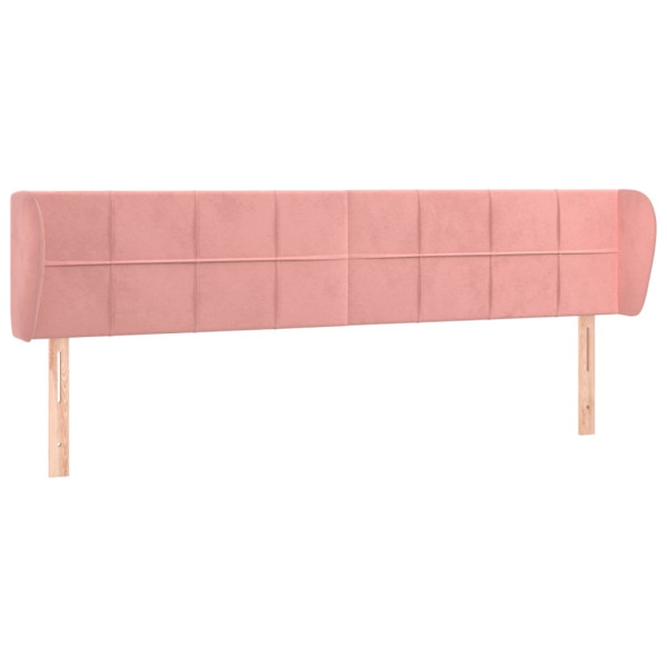 Cabeceira de cama c/ abas veludo 203x23x78/88 cm rosa M 2