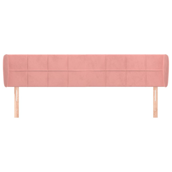 Cabeceira de cama c/ abas veludo 203x23x78/88 cm rosa M 3