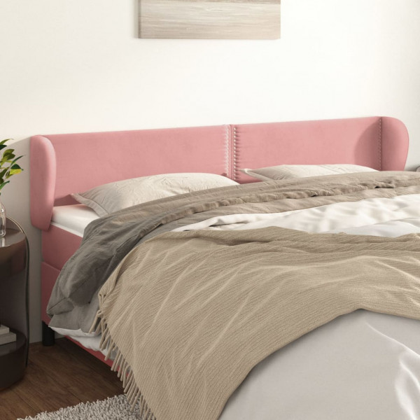Cabecero de terciopelo rosa 163x23x78/88 cm D