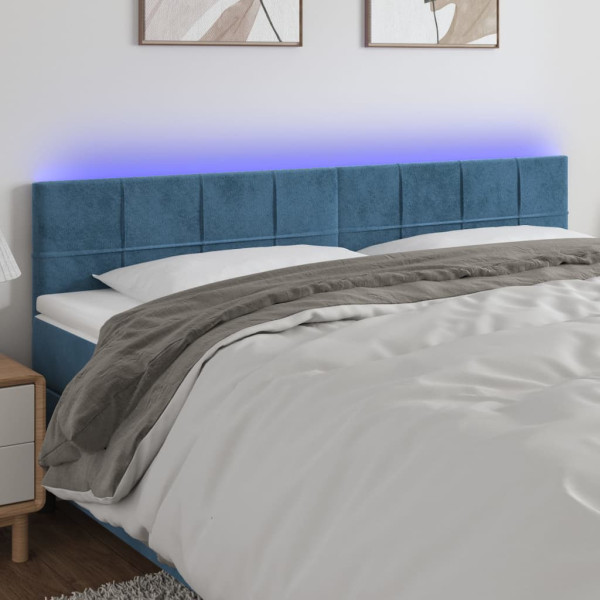 Cabecero con LED de terciopelo azul oscuro 180x5x78/88 cm D