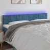 Cabeceira de cama c/ luzes LED veludo 180x5x78/88cm azul-escuro 1