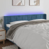 Cabeceira cama c/ luzes LED veludo 183x16x78/88 cm azul-escuro 1