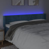 Cabeceira cama c/ luzes LED veludo 183x16x78/88 cm azul-escuro 4