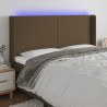 Cabecero con LED de tela marrón oscuro 183x16x118/128 cm 1