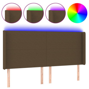 Cabecero con LED de tela marrón oscuro 183x16x118/128 cm H