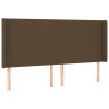 Cabeceira de cama c/ luzes LED tecido 183x16x118/128cm castanho 3